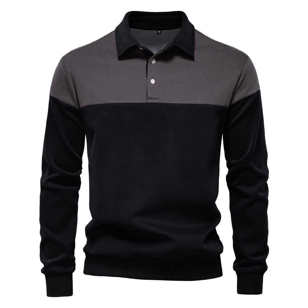 Long sleeved polo collar sweatshirt for men