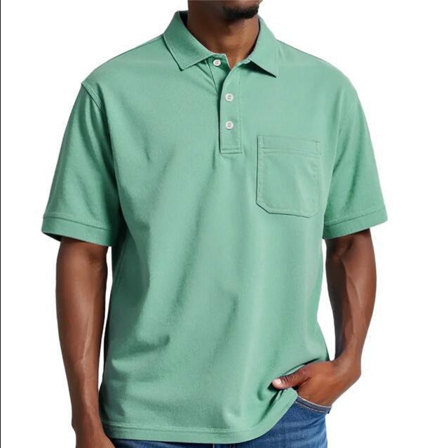 Casual Holiday Beach Cotton Solid Color Daily Polo Shirt for Men
