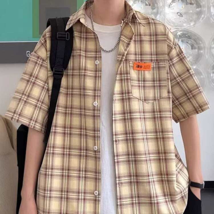 Checkered Short Sleeve Shirt for Men
