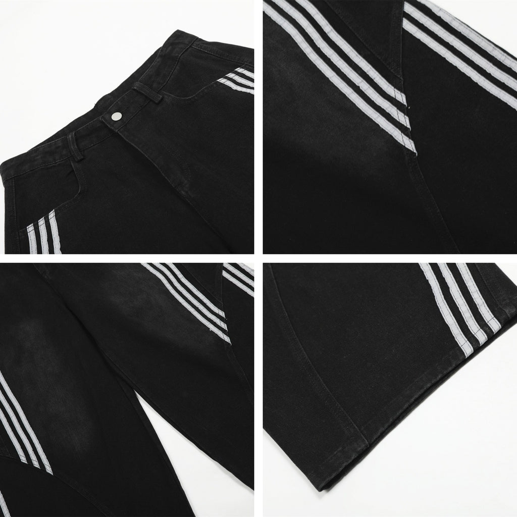 Striped Skinny Jean Loose Floor-Length Trousers