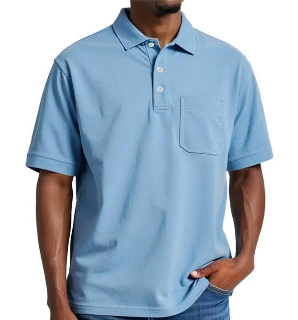 Casual Holiday Beach Cotton Solid Color Daily Polo Shirt for Men