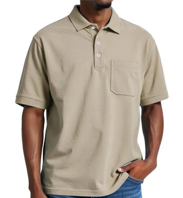Casual Holiday Beach Cotton Solid Color Daily Polo Shirt for Men