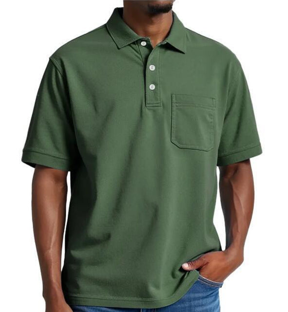 Casual Holiday Beach Cotton Solid Color Daily Polo Shirt for Men