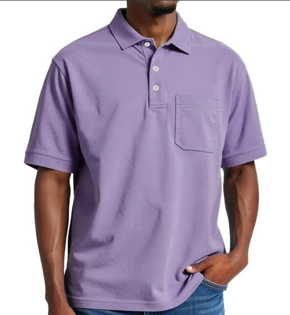 Casual Holiday Beach Cotton Solid Color Daily Polo Shirt for Men