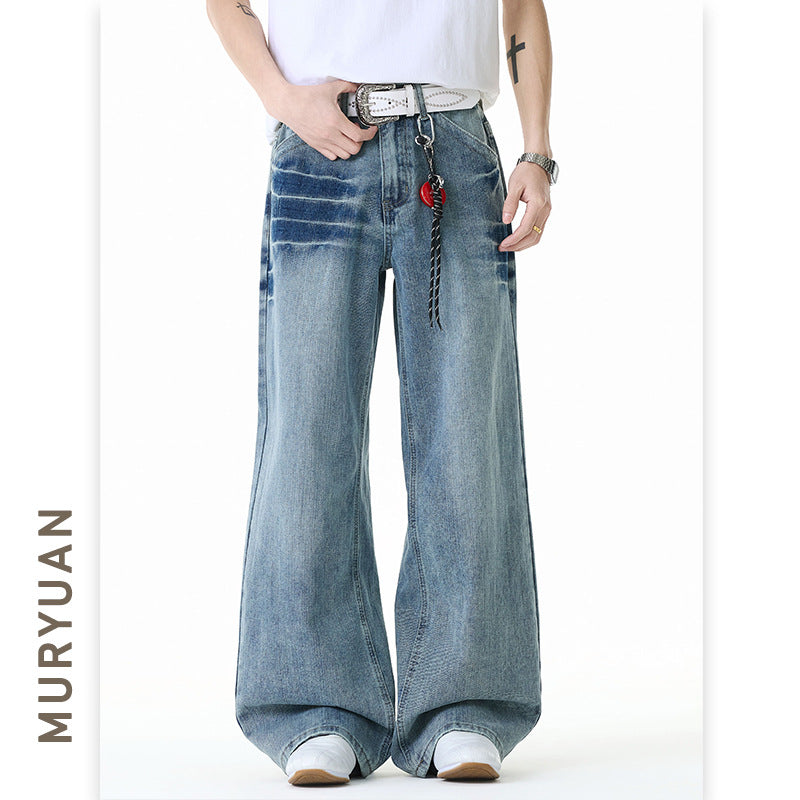 Denim Pants Men Loose Straight-Leg Long Trousers