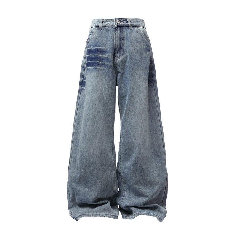 Denim Pants Men Loose Straight-Leg Long Trousers