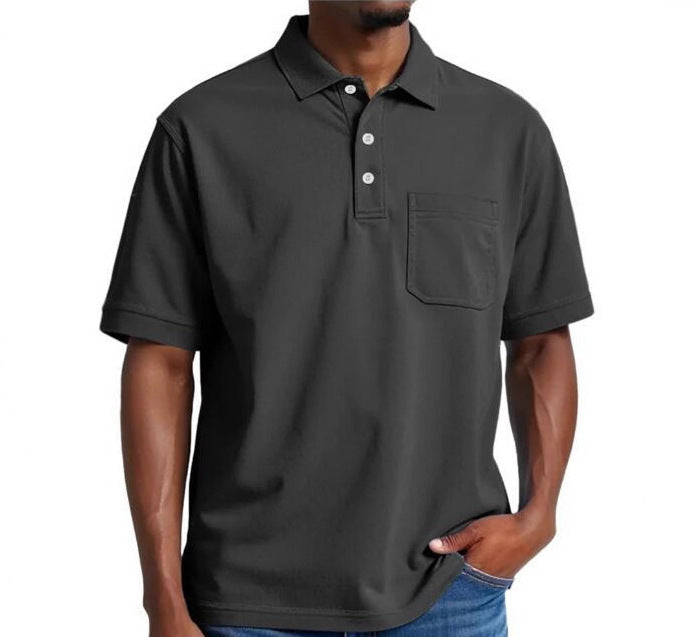 Casual Holiday Beach Cotton Solid Color Daily Polo Shirt for Men