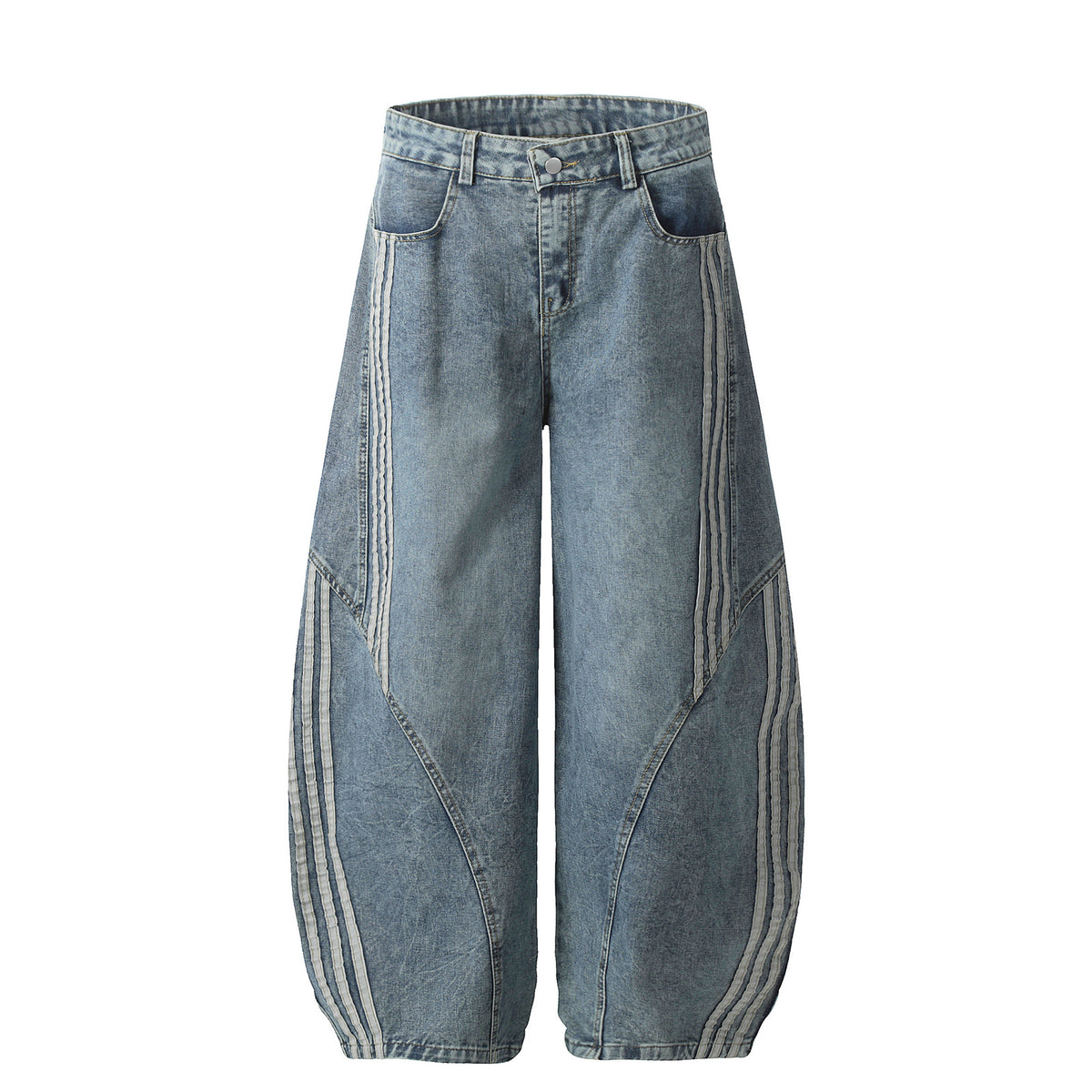 Striped Skinny Jean Loose Floor-Length Trousers