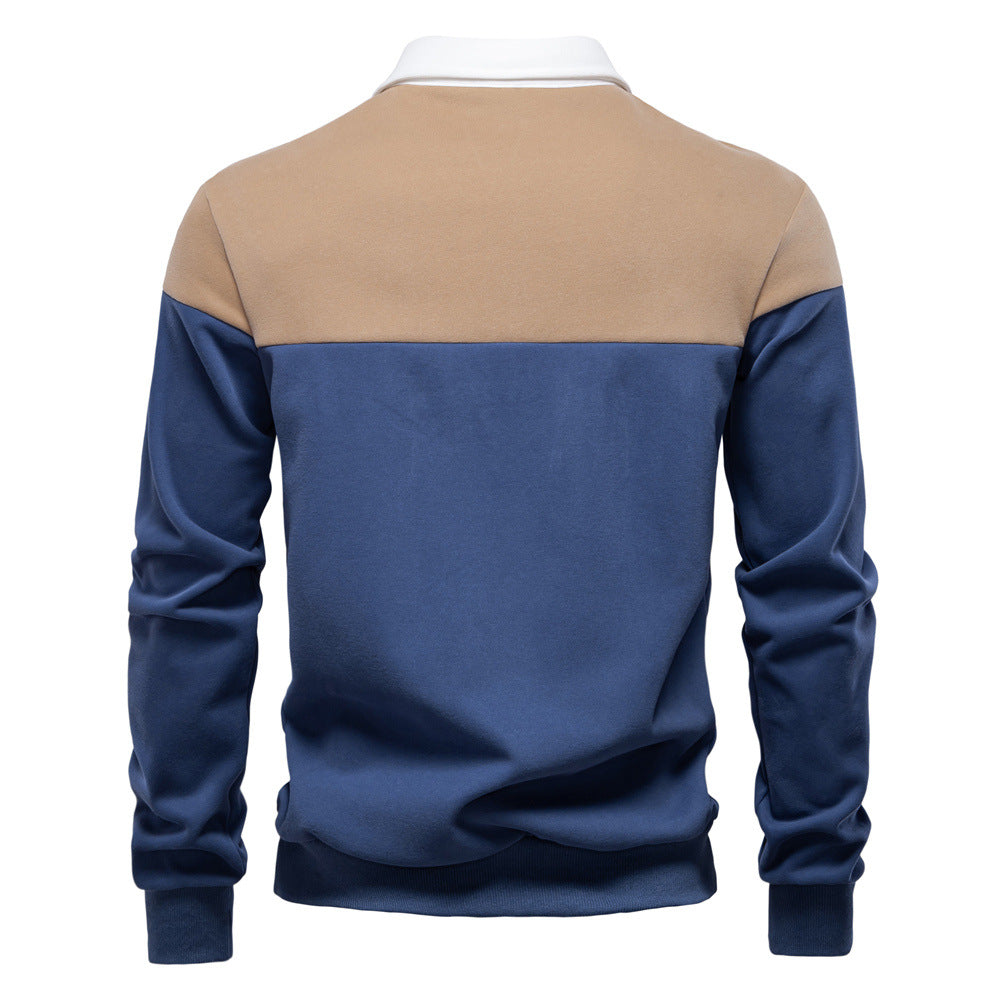 Long sleeved polo collar sweatshirt for men