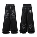 Loose Wide-Leg Floor-Length Denim Trousers for Men and Women