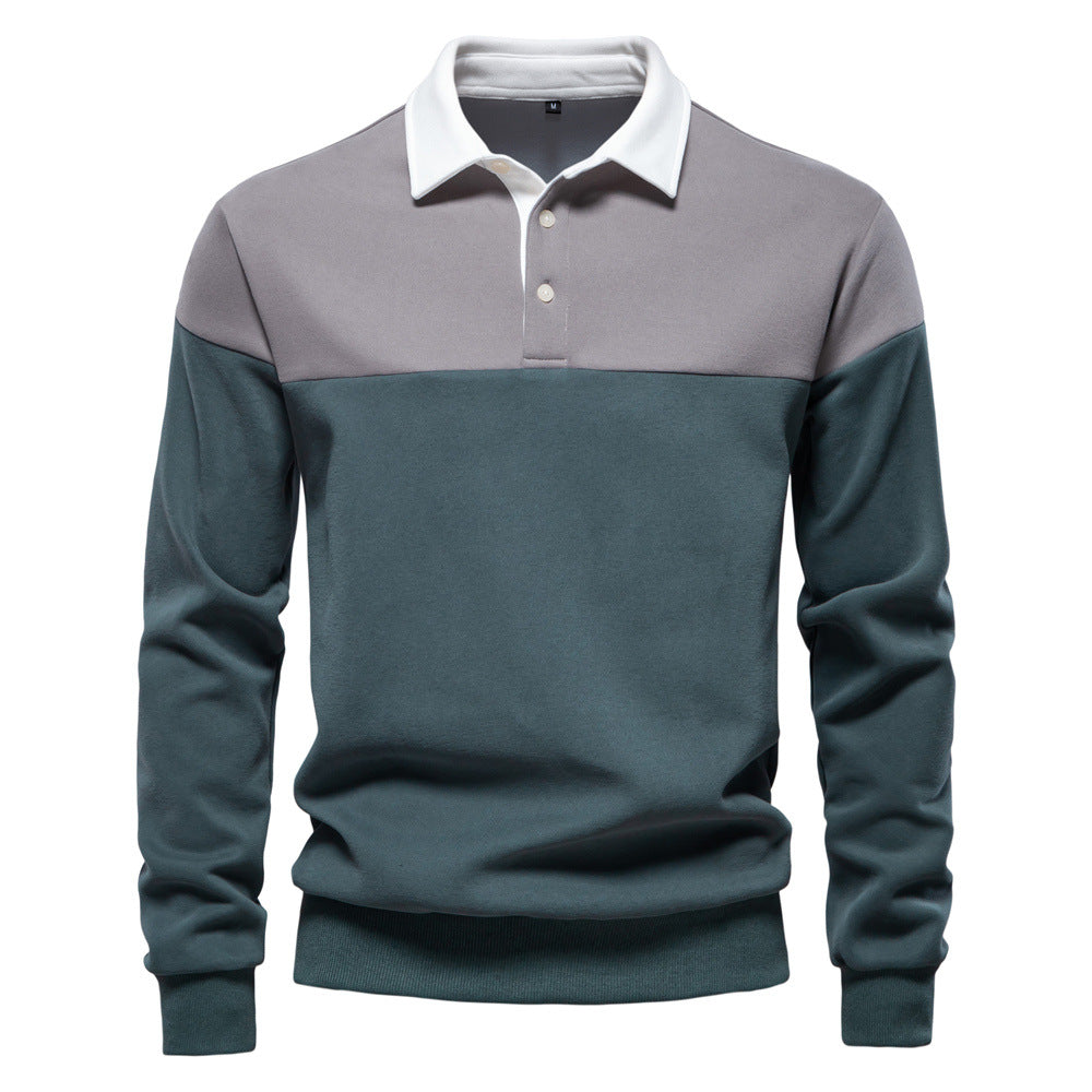 Long sleeved polo collar sweatshirt for men