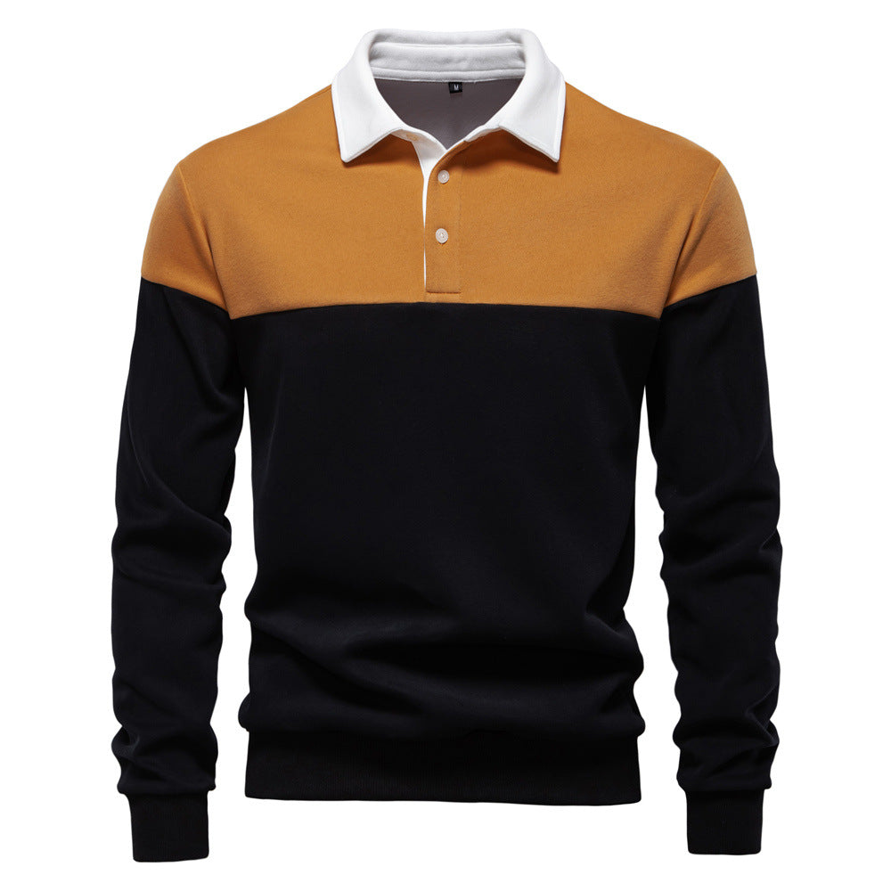 Long sleeved polo collar sweatshirt for men