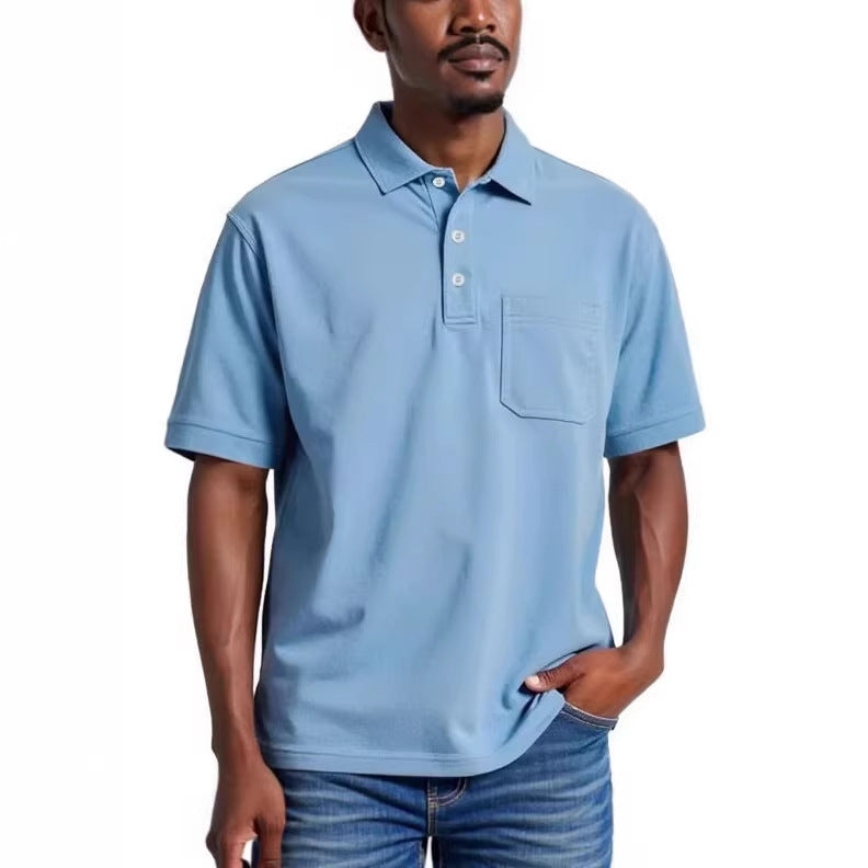 Casual Holiday Beach Cotton Solid Color Daily Polo Shirt for Men