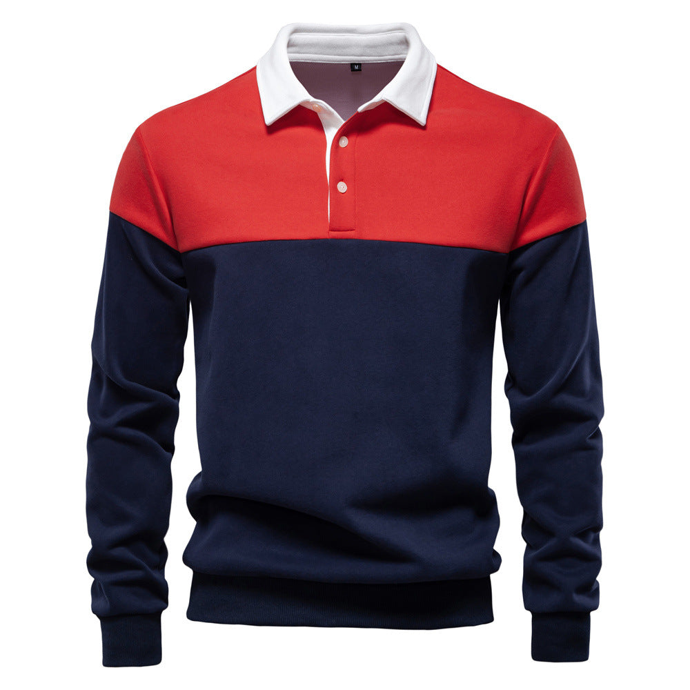 Long sleeved polo collar sweatshirt for men