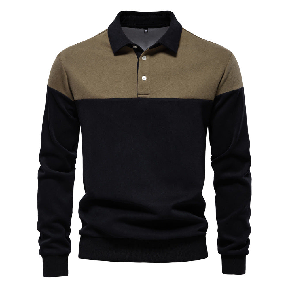 Long sleeved polo collar sweatshirt for men