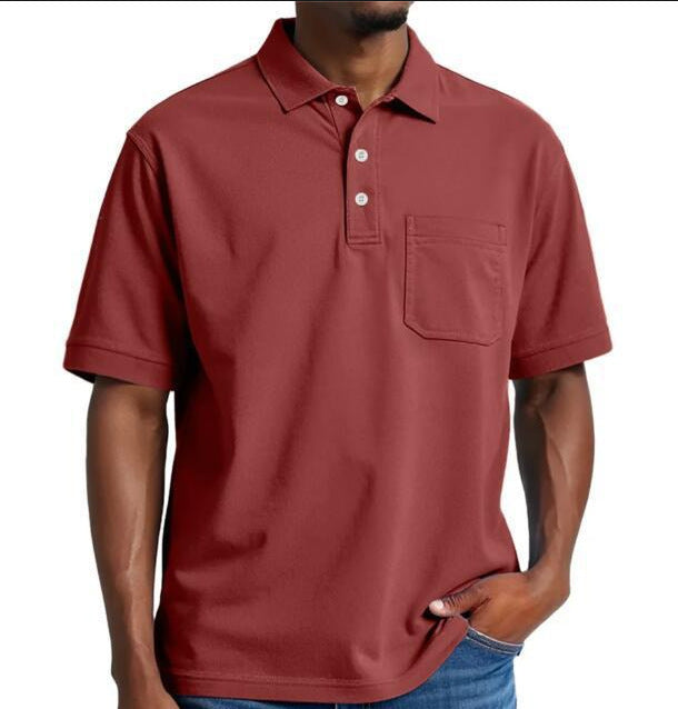 Casual Holiday Beach Cotton Solid Color Daily Polo Shirt for Men