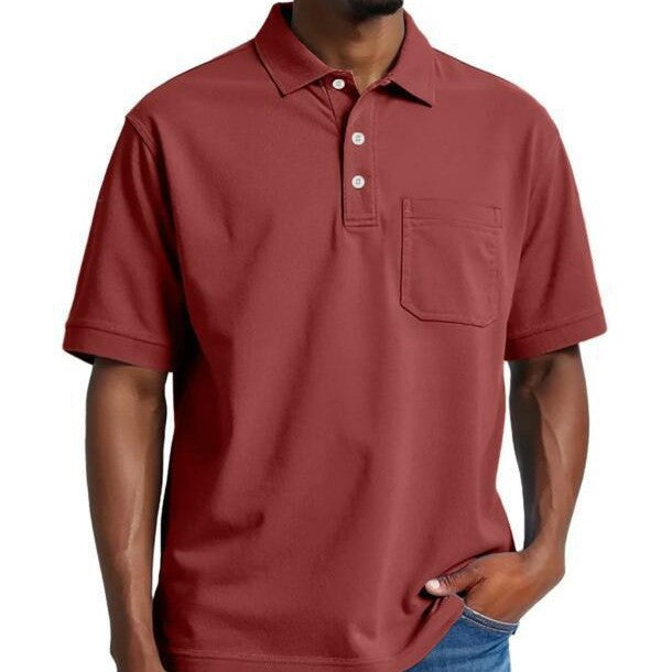 Casual Holiday Beach Cotton Solid Color Daily Polo Shirt for Men