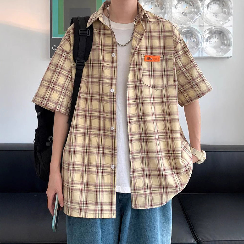 Checkered Short Sleeve Shirt for Men