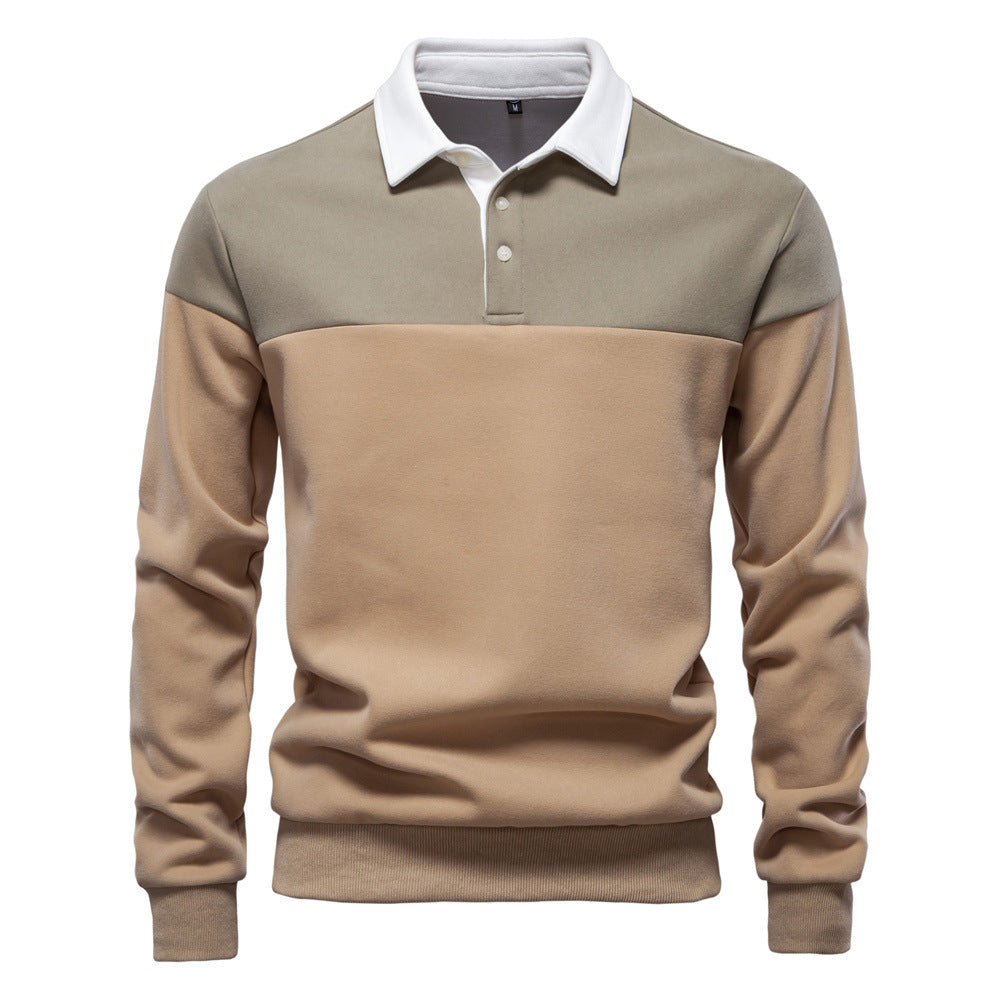 Long sleeved polo collar sweatshirt for men