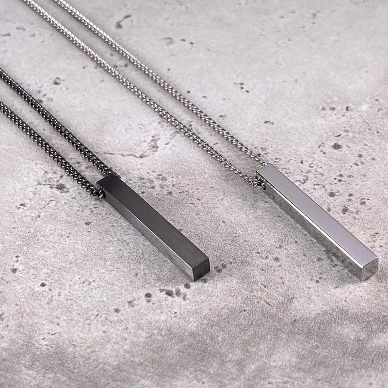 Classic Rectangle Pendant Necklace men Stainless Steel Black color Cuban Chain Necklace For Men Jewelry Gift
