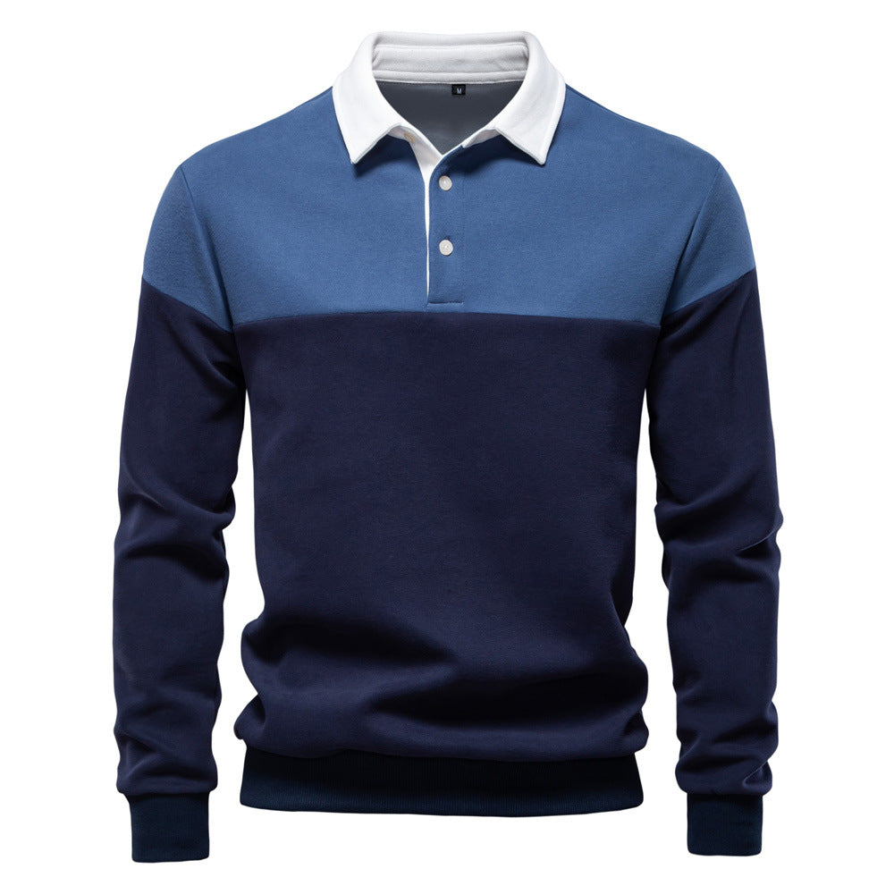 Long sleeved polo collar sweatshirt for men