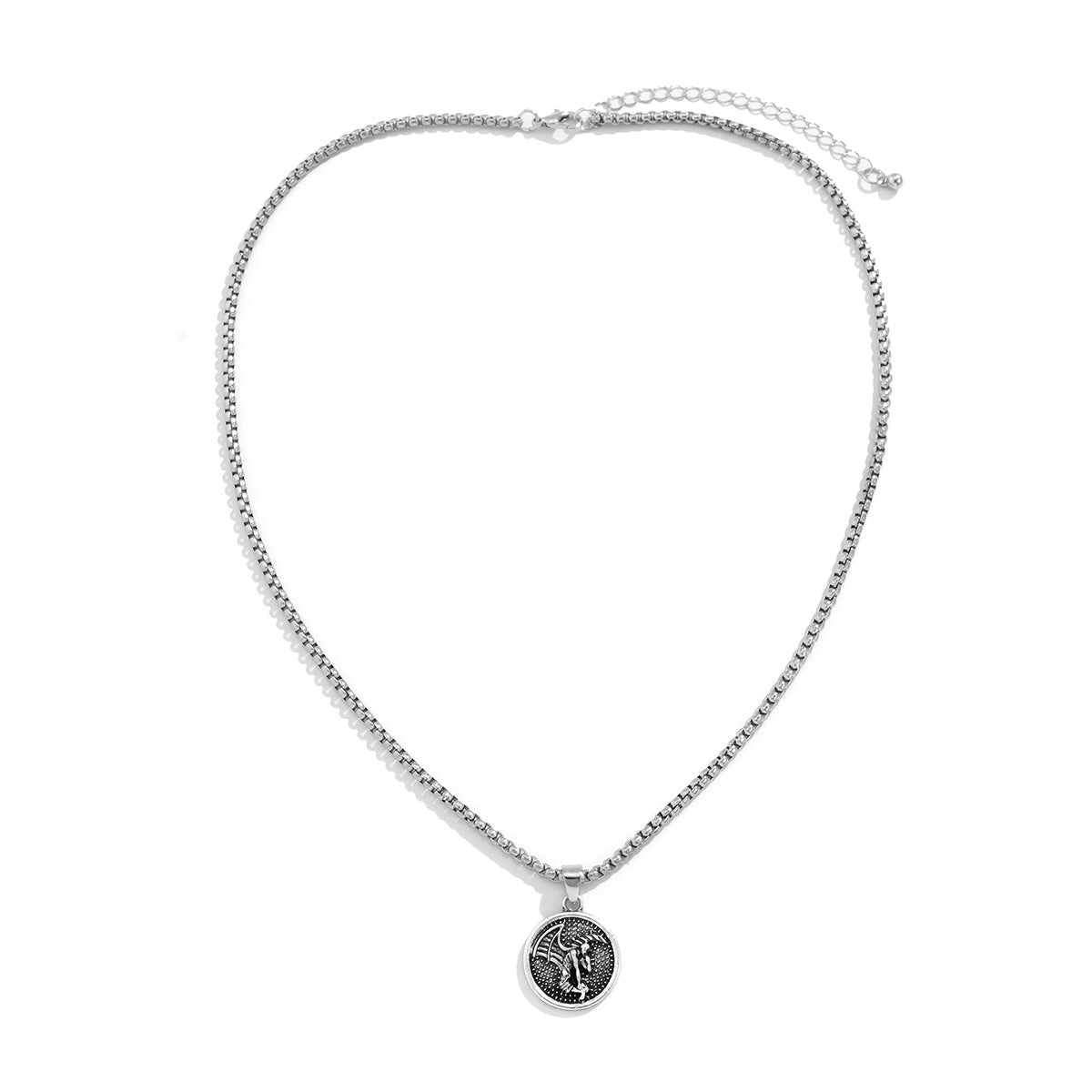 New Geometric Alien Retro Round Card Pendant Necklace Fashion All-Match Sweater Chain For Men