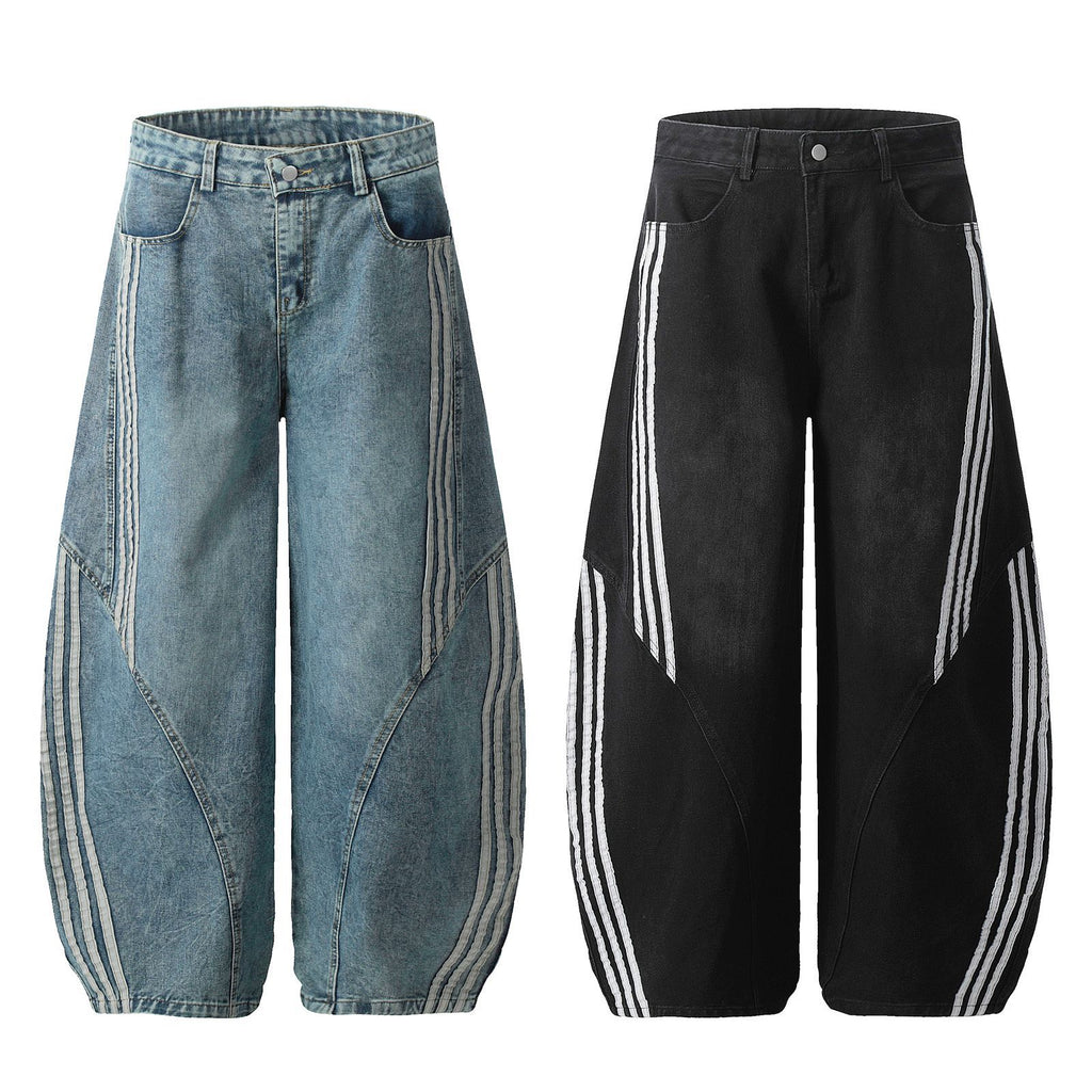 Striped Skinny Jean Loose Floor-Length Trousers