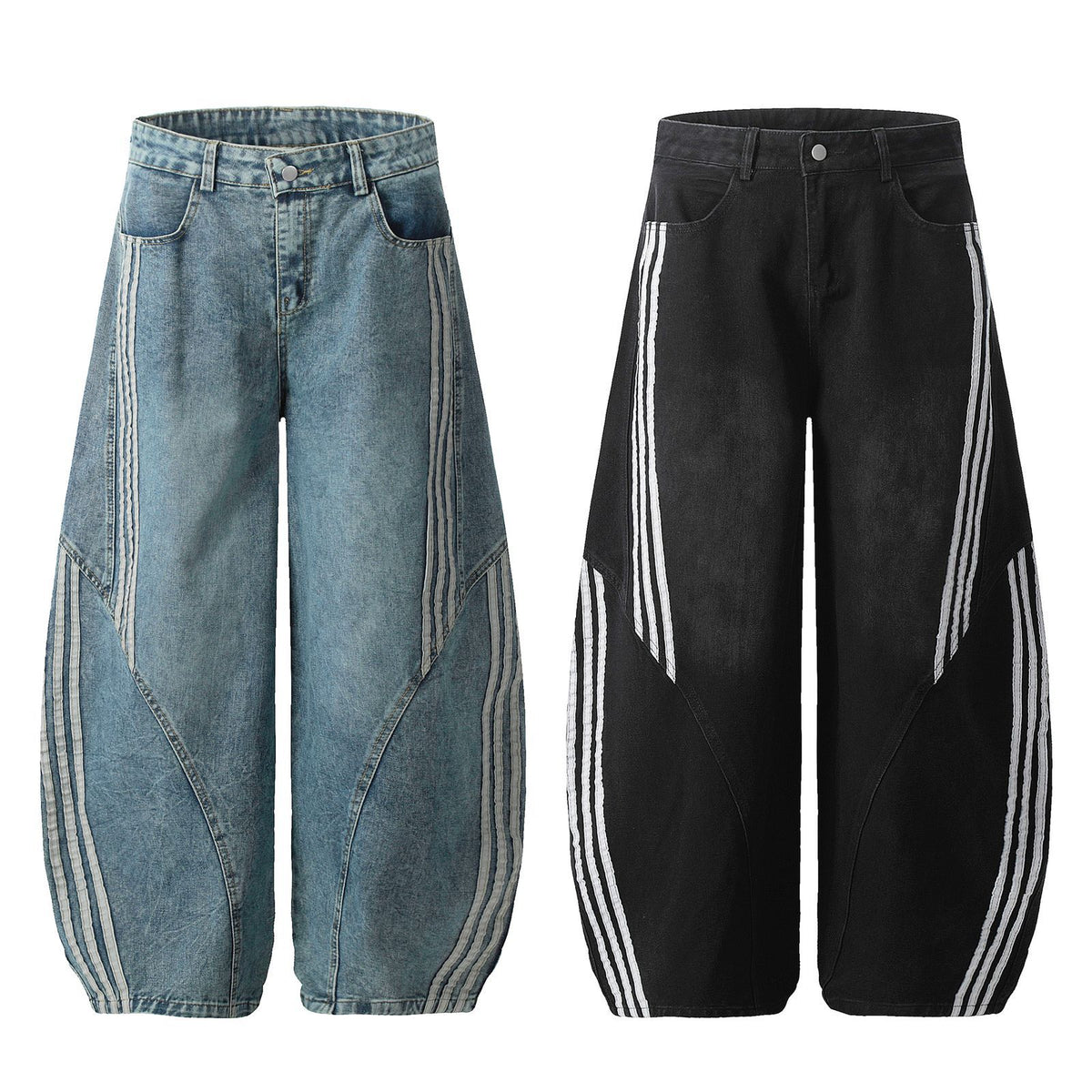 Striped Skinny Jean Loose Floor-Length Trousers