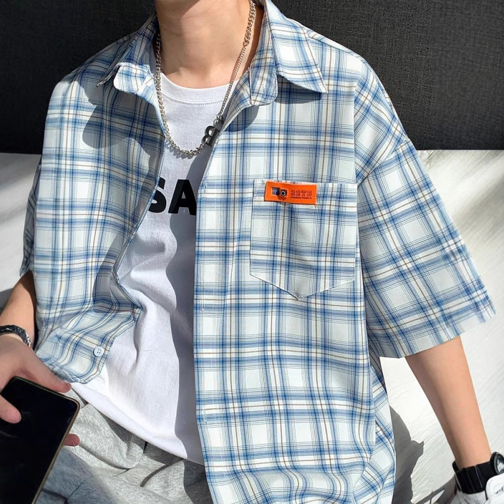 Checkered Short Sleeve Shirt for Men