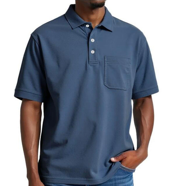 Casual Holiday Beach Cotton Solid Color Daily Polo Shirt for Men