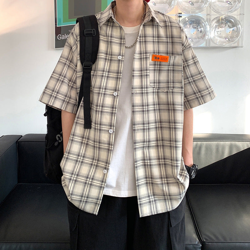 Checkered Short Sleeve Shirt for Men