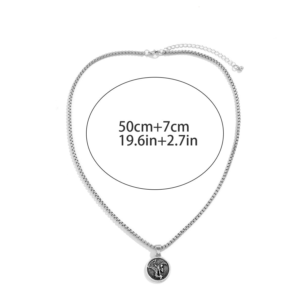 New Geometric Alien Retro Round Card Pendant Necklace Fashion All-Match Sweater Chain For Men