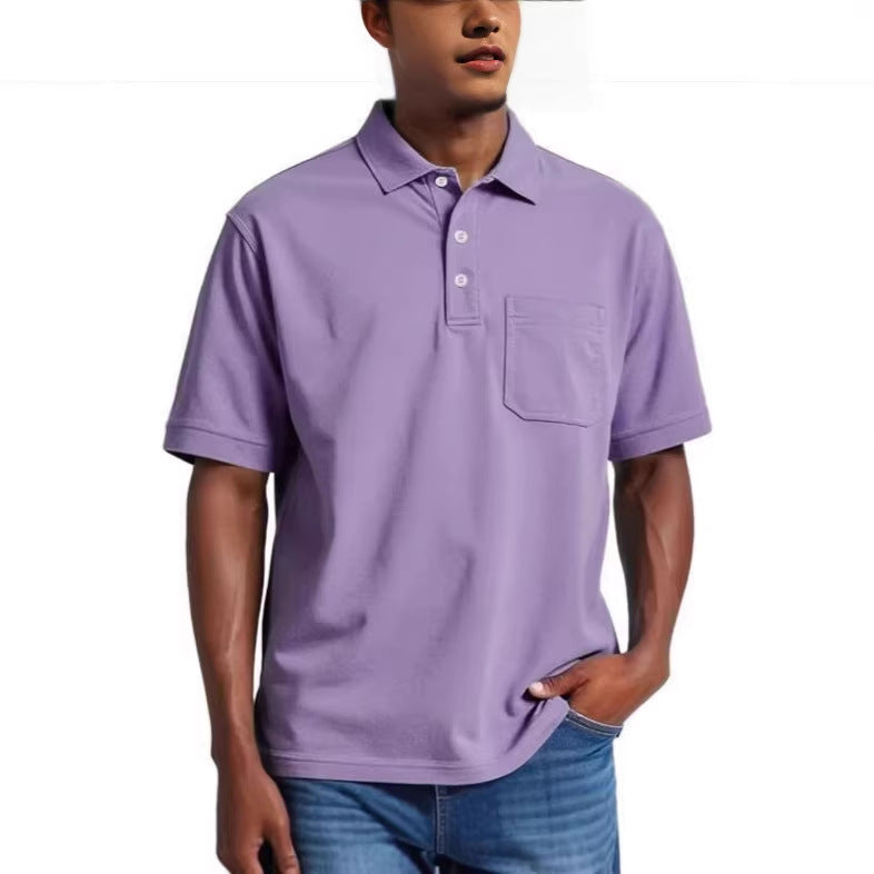 Casual Holiday Beach Cotton Solid Color Daily Polo Shirt for Men