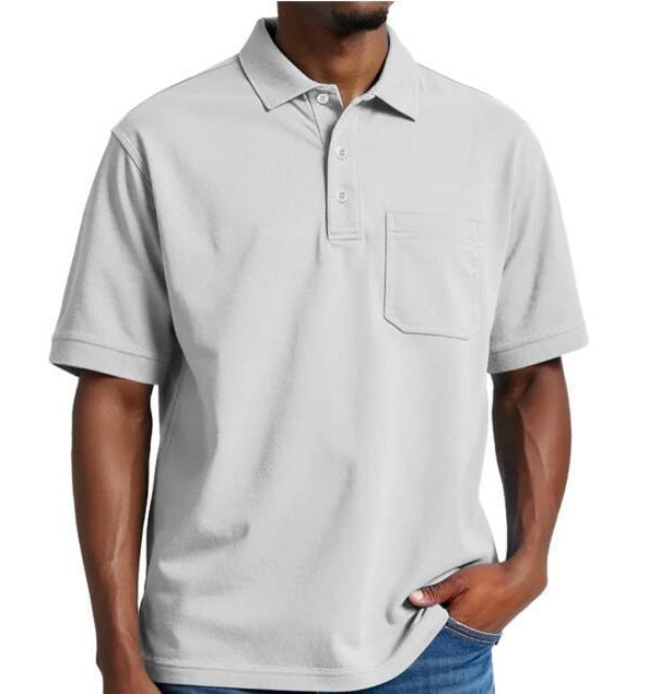 Casual Holiday Beach Cotton Solid Color Daily Polo Shirt for Men