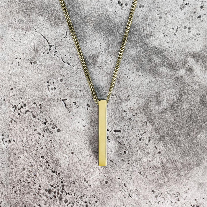 Classic Rectangle Pendant Necklace men Stainless Steel Black color Cuban Chain Necklace For Men Jewelry Gift