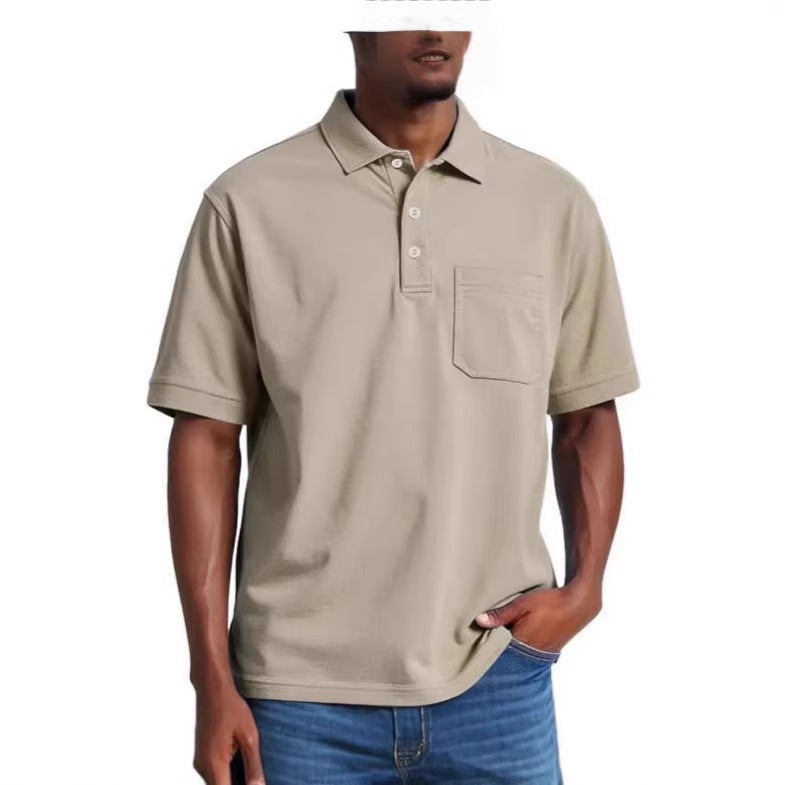 Casual Holiday Beach Cotton Solid Color Daily Polo Shirt for Men